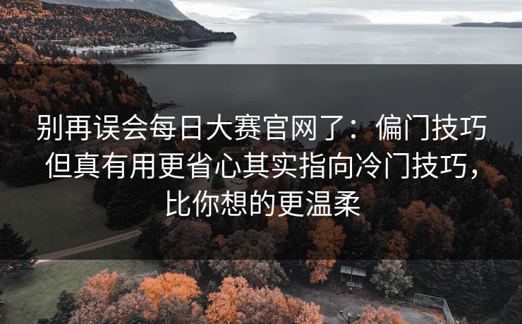别再误会每日大赛官网了:偏门技巧但真有用更省心其实指向冷门技巧,比你想的更温柔 别再误会每日大赛官网了:偏门技巧但真有用更省心其实指向冷门技巧,比你想的更温柔